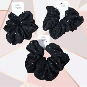 Handmade black with gold fleck Scrunchies